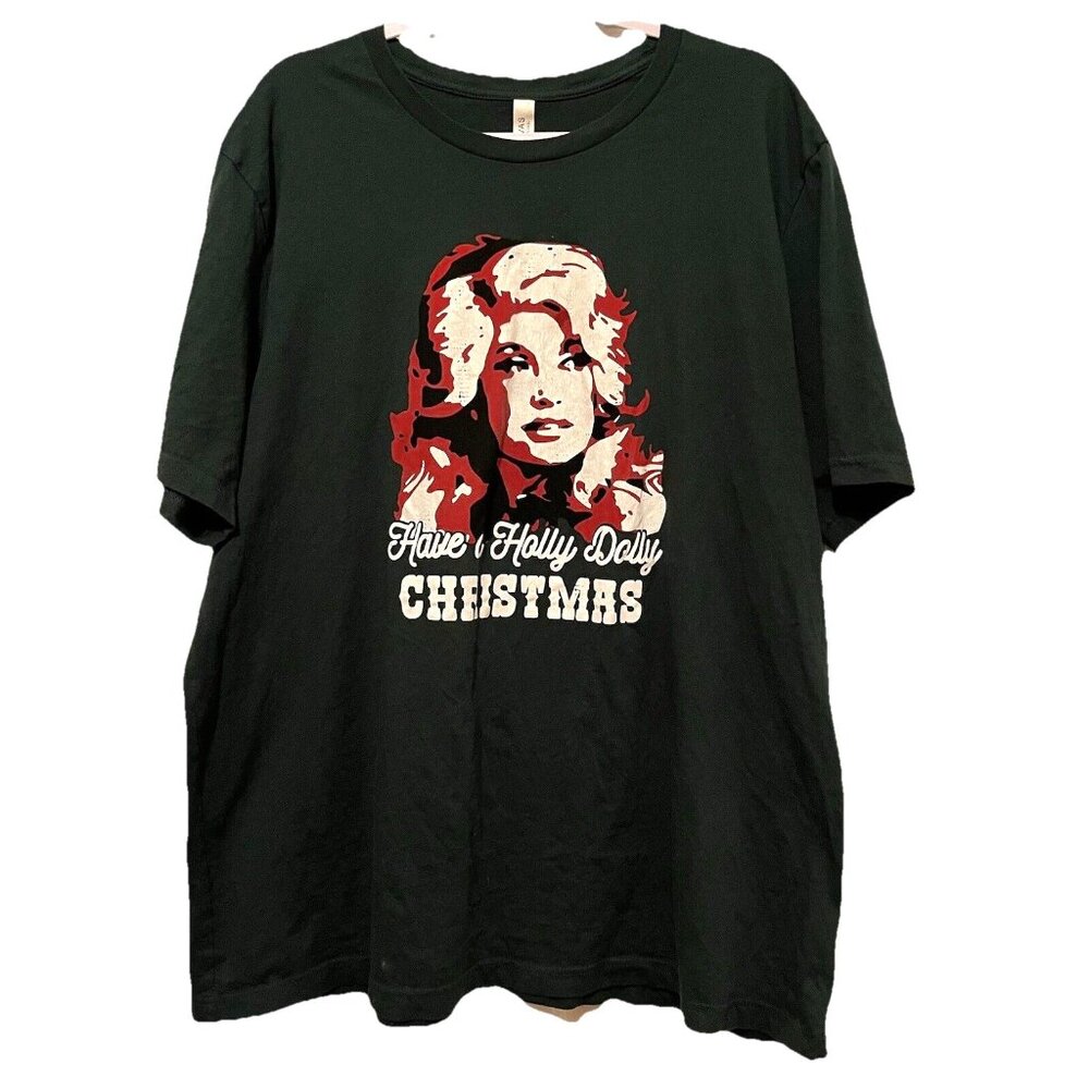Dolly Parton Forest Green T-shirt 3XL Country Music Christmas Short Sleeve Holly